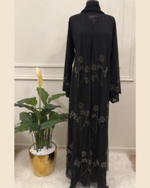 Golden Noir Bloom Abaya  - 33D37