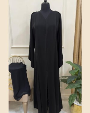 Noir Lace Flow Abaya  - 33D028