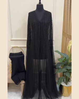 Noir Cascade Abaya  - 33D019
