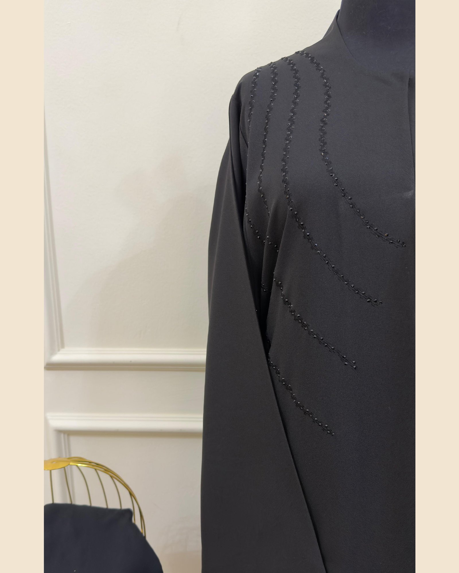 Noir Crystal Cascade Abaya - 33D030 - Image 3