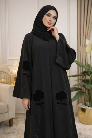 Noir Bloom Abaya - 33D03