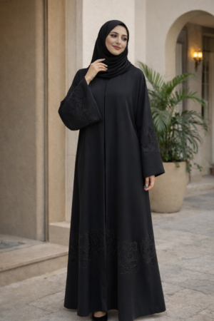 Noir Rose Abaya - 33D07